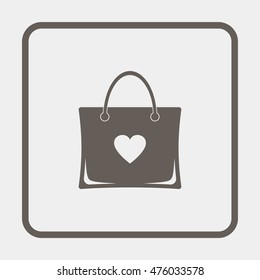 Shopping bag shop love like heart icon.