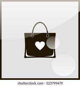 Shopping bag shop love like heart icon.