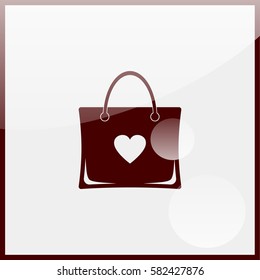 Shopping bag shop love like heart icon.