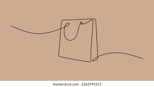 Shopping bag shop word text oneline continuous editable line art