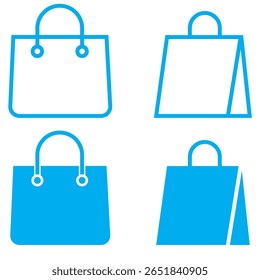 Saco de compras e Shopper variações vetor ícones de linha. Pacote de mercado de papel e conjunto de ícone de esboço de bolsa de supermercado.