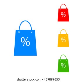Shopping bag sign. Colorful set of icon - blue, red, yellow, green.