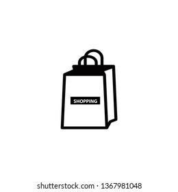 Shopping Bag Sign Icon Vector Flat Design Black And White