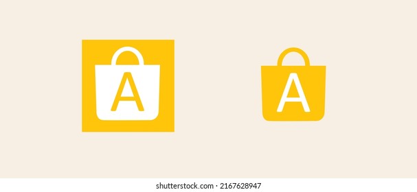 shopping bag sign symbol logo or shopping bag icon.

vector shopping bag, suitable for shopping application icons, store websites and UI UX icons.

Vector design of yellow bag icon with letter A.