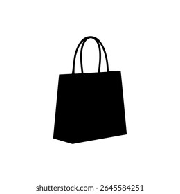 Ilustración plana del Vector de la silueta del bolso de compras en el fondo blanco.