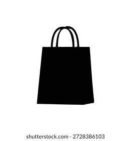 Diseño plano del Vector de la silueta del bolso de compras en el fondo blanco.