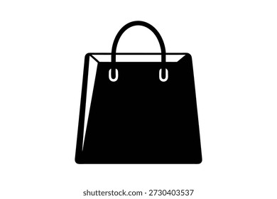 Siluetas del bolso de compras con las manijas de la cadena aisladas en un fondo blanco