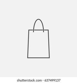 Shopping bag simple icon. Contour illustration.