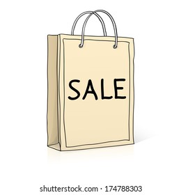 Shopping Bag. Sketch Vector Illustration In Doodle Style