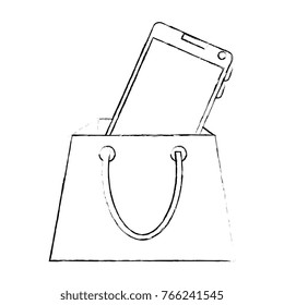 shopping bag with smartphone