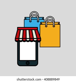 shopping bag and smartphone design , vector illustration