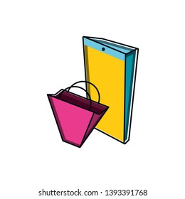 shopping bag with smartphone device