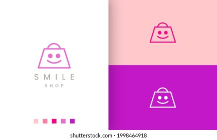shopping bag smile logo in simple and modern style