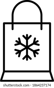 Shopping Bag with Snow Flake Concept, Holiday Sales Vector Color Icon Design, Winter Fall activities Symbol on white background, Cold Weather Sign, Wild Season Elements,