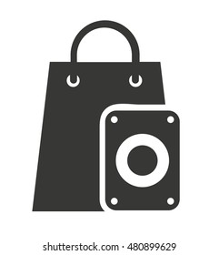 shopping bag with sound icon vector illustration design