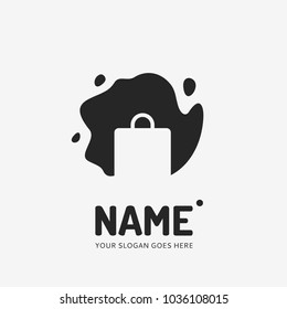 Shopping bag and splash. Vector logo design. Business concept icon.