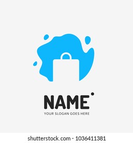 Shopping bag and splash. Vector logo design. Business concept icon.