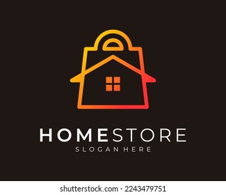 Shopping Bag Store Gift Buy Retail Sale Home House Building Architecture Simple Vector Logo Design