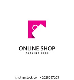 shopping bag store logo. online shopping logo design 