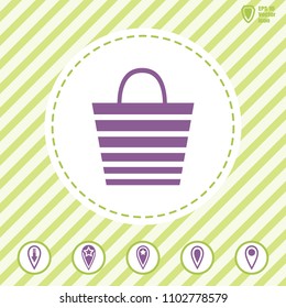 shopping bag with stripes vector icon.  Illustration on a  Flat design style. EPS 10