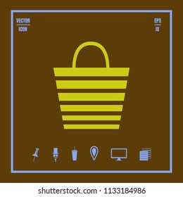 shopping bag with stripes vector icon.  Illustration on a  Flat design style. EPS 10