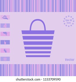 shopping bag with stripes vector icon.  Illustration on a  Flat design style. EPS 10