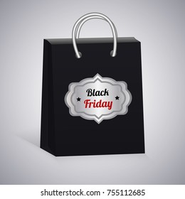 Shopping bag. Symbol of seasonal sale Black Friday. Vector illustration.