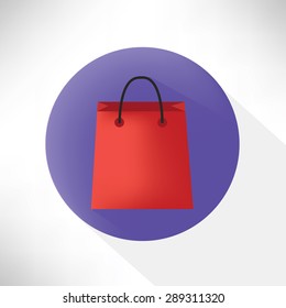 Shopping bag symbol,flat icon,clean vector