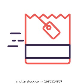shopping bag with tag line style vector illustration design