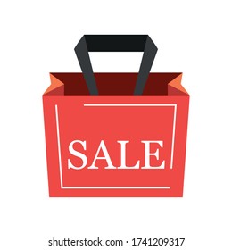 shopping bag with tag sale on white background vector illustration design