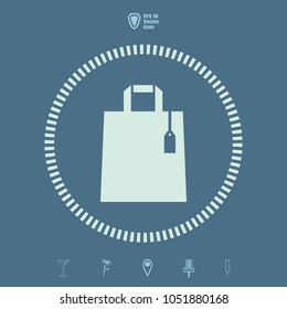 shopping bag with tag vector icon. Flat design style.