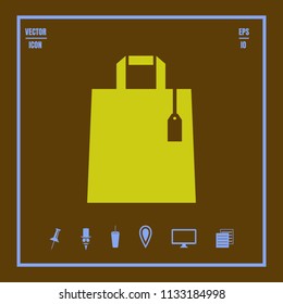 shopping bag with a tag vector icon. Illustration on a  Flat design style. EPS 10