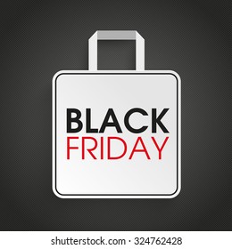 Shopping bag with text black friday on the dark background. Eps 10 vector file.
