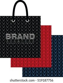 Shopping bag with textile material texture. Wool cloth material pattern. Repeatable ornament. Vector illustration