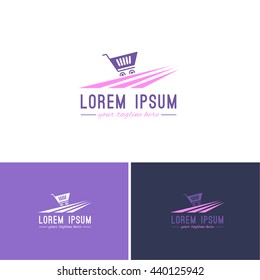 Shopping Bag Theme Business Element Icons, Logo, Sign or Symbol Template Set