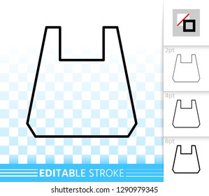 Shopping Bag thin line icon. Outline web package sign. Sale linear pictogram with different stroke width. Simple vector symbol, transparent background. Shop handbag editable stroke icon without fill