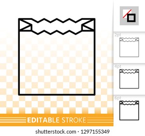 Shopping Bag thin line icon. Outline web sign of package. Sale linear pictogram with different stroke width. Simple vector symbol, transparent background. Paper bag editable stroke icon without fill
