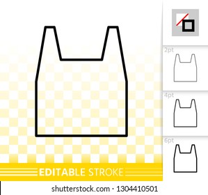 Shopping Bag thin line icon. Outline sign of package. Sale linear pictogram with different stroke width. Simple vector symbol, transparent background. Plastic handbag editable stroke icon without fill