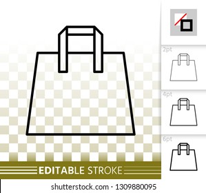 Shopping Bag thin line icon. Outline web sign of package. Sale linear pictogram with different stroke width. Simple vector transparent symbol. Shopping bag editable stroke icon without fill