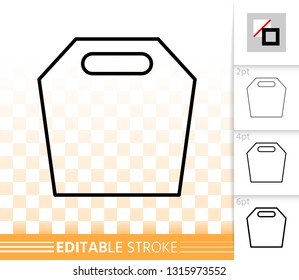 Shopping Bag thin line icon. Outline web sign of package. Sale linear pictogram with different stroke width. Simple vector symbol, transparent background. Handbag editable stroke icon without fill