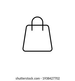 Icono de la línea delgada de la bolsa de compras en negro. Paquete de logotipos, compra o compra. Símbolo plano aislado utilizado para: ilustración, minimalista, logo, móvil, app, emblem, design, web, site, ui, ux. EPS vectorial 10