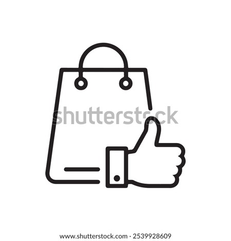 Shopping bag and thumb icon.