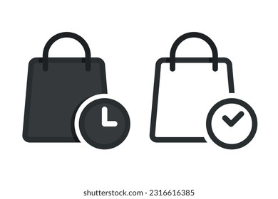 Shopping bag time icon. Illustration vector