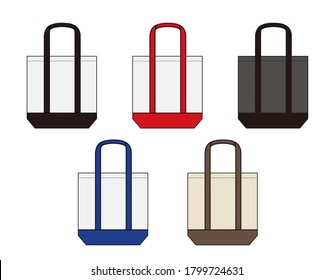 Shopping bag, tote bag (2 tone colors) template illustration set