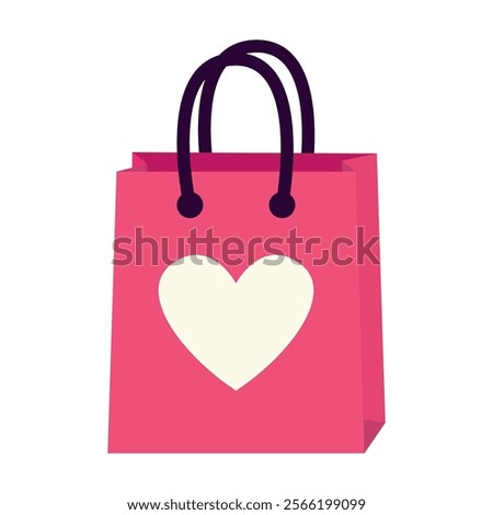 Shopping bag. Valentine's day. Vector illustration in flat style.