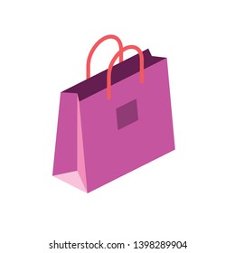 Shopping bag. Vector 3d isometric color icon new flat style. Creative illustration, idea for infographics.