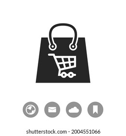 Icono de bolsa de compras vector negro simple