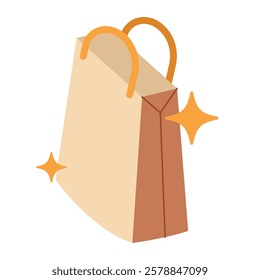 Shopping bag vector, shopping bag clip art, shopping paper bag icon flat illustration design