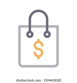 shopping bag vector color line icon 