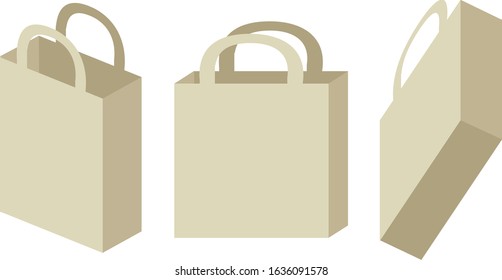 shopping bag vector cream, mock up